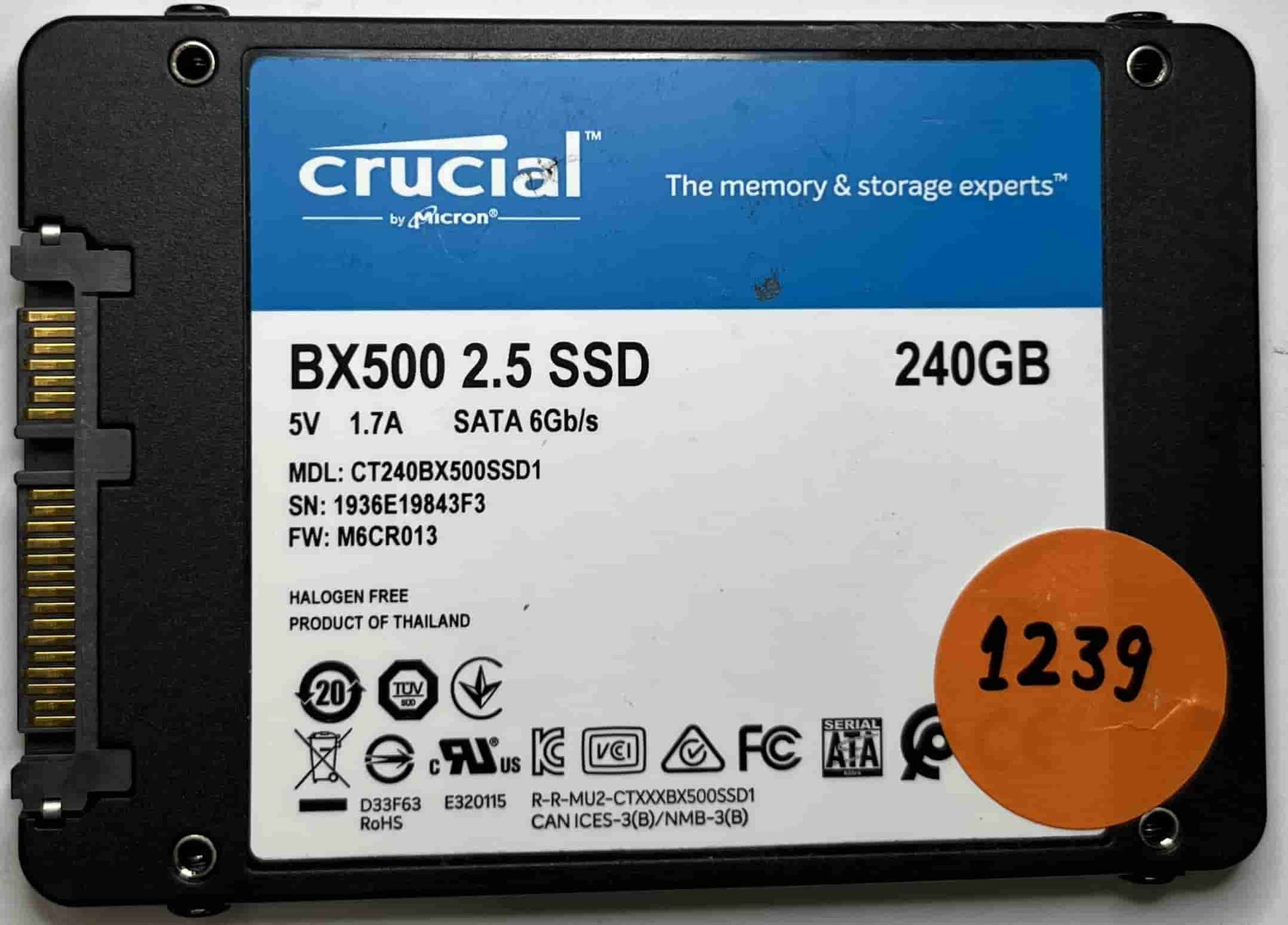 CRUCIAL CT240BX500SSD1 (1239) SSD for Sale