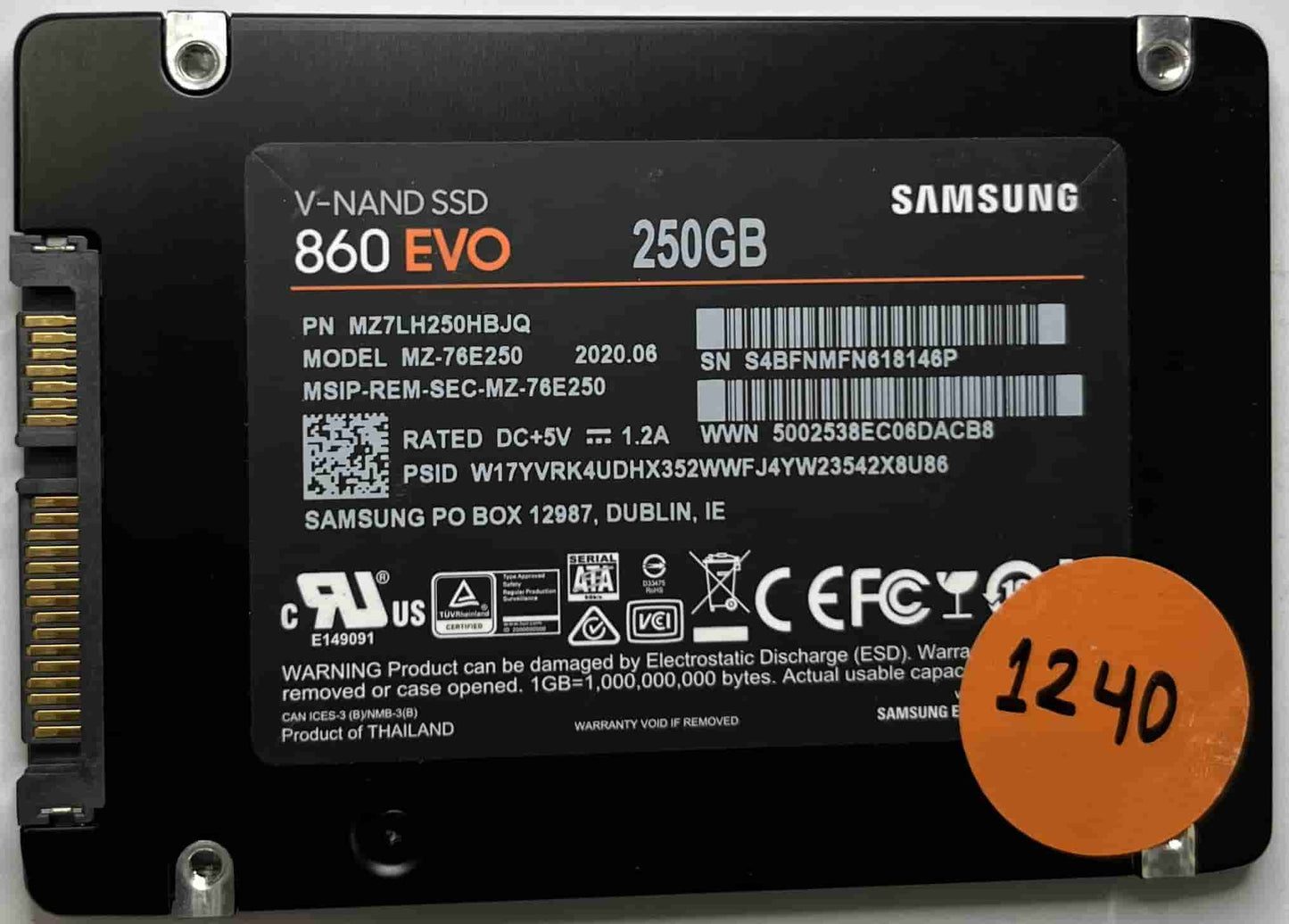 SAMSUNG MZ-76E250 MZ7LH250HBJQ (1240) SSD for Sale