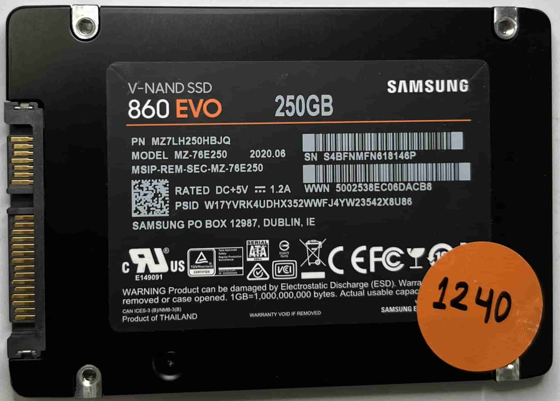 SAMSUNG MZ-76E250 MZ7LH250HBJQ (1240) SSD for Sale