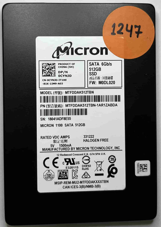 MICRON MTFDDAK512TBN MTFDDAK512TBN-1AR1ZABDA (1247) SSD for Sale