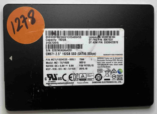 SAMSUNG MZ-7LF1920 MZ7LF192HCGS (1278) SSD for Sale