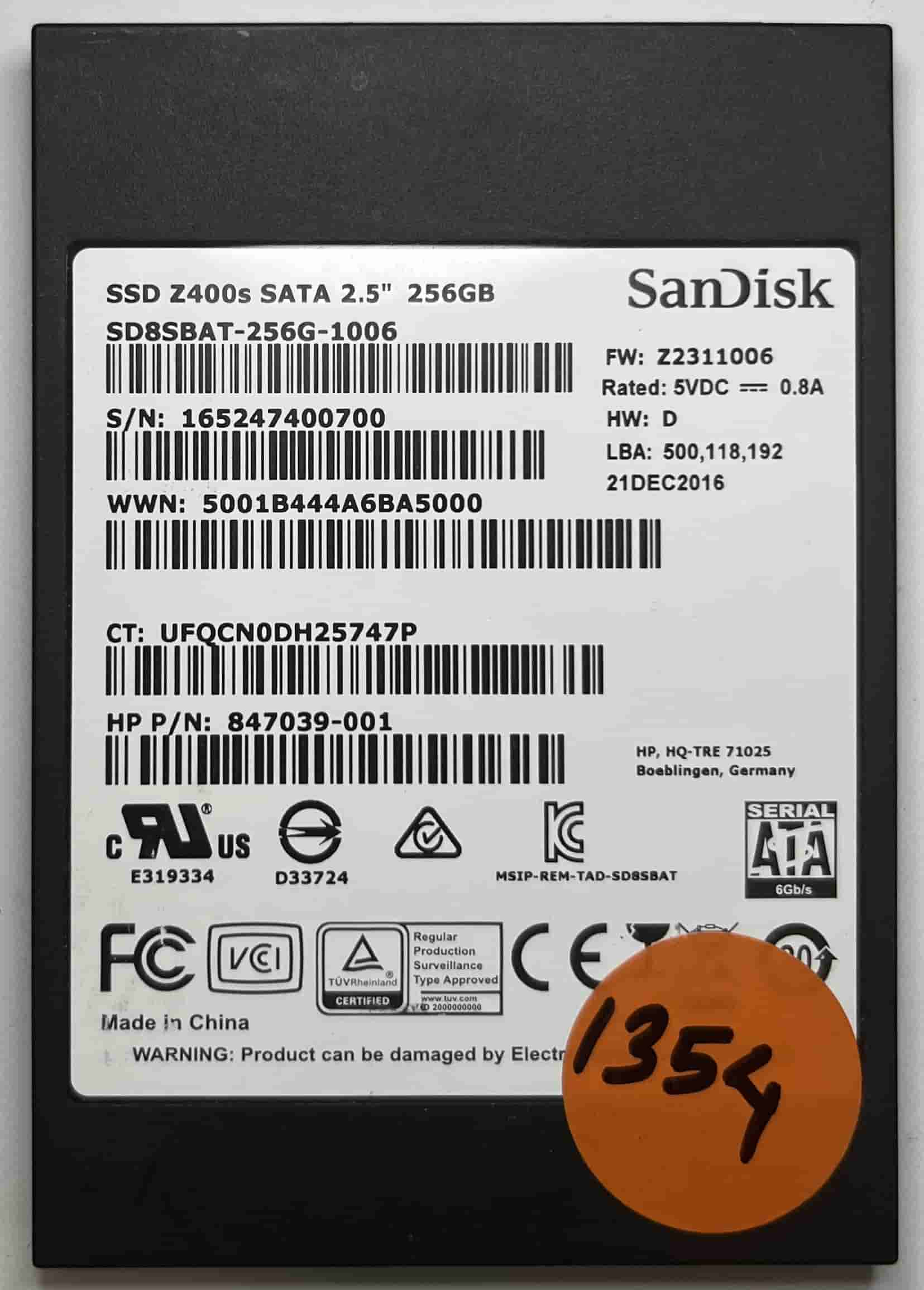 SANDISK SD8SBAT-256G-1006 847039-001 (1354) SSD for Sale