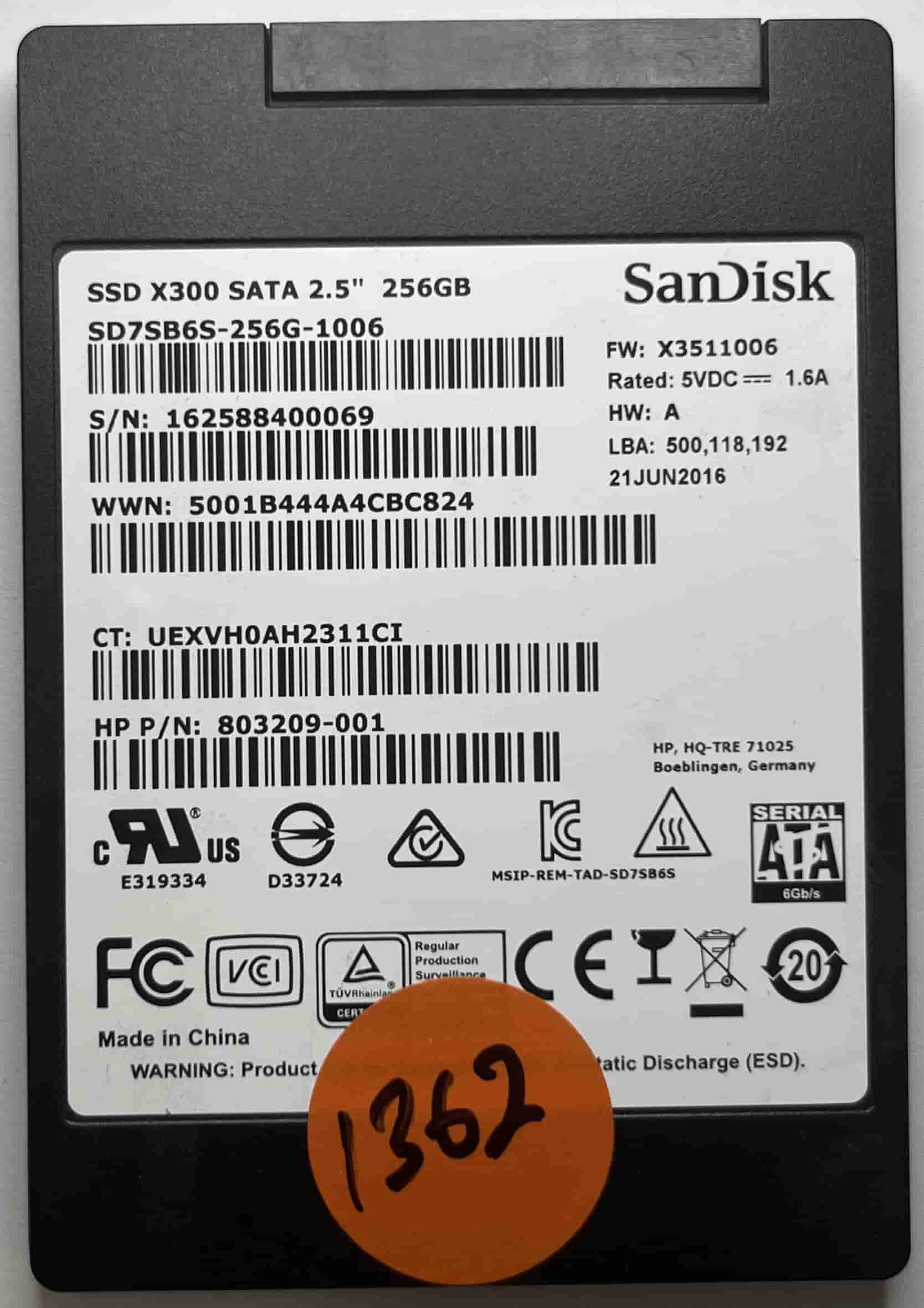 SANDISK SD7SB6S-256G-1006 803209-001 (1362) SSD for Sale