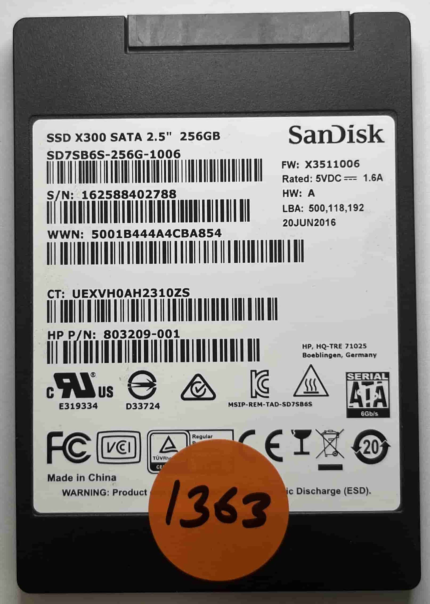 SANDISK SD7SB6S-256G-1006 803209-001 (1363) SSD for Sale