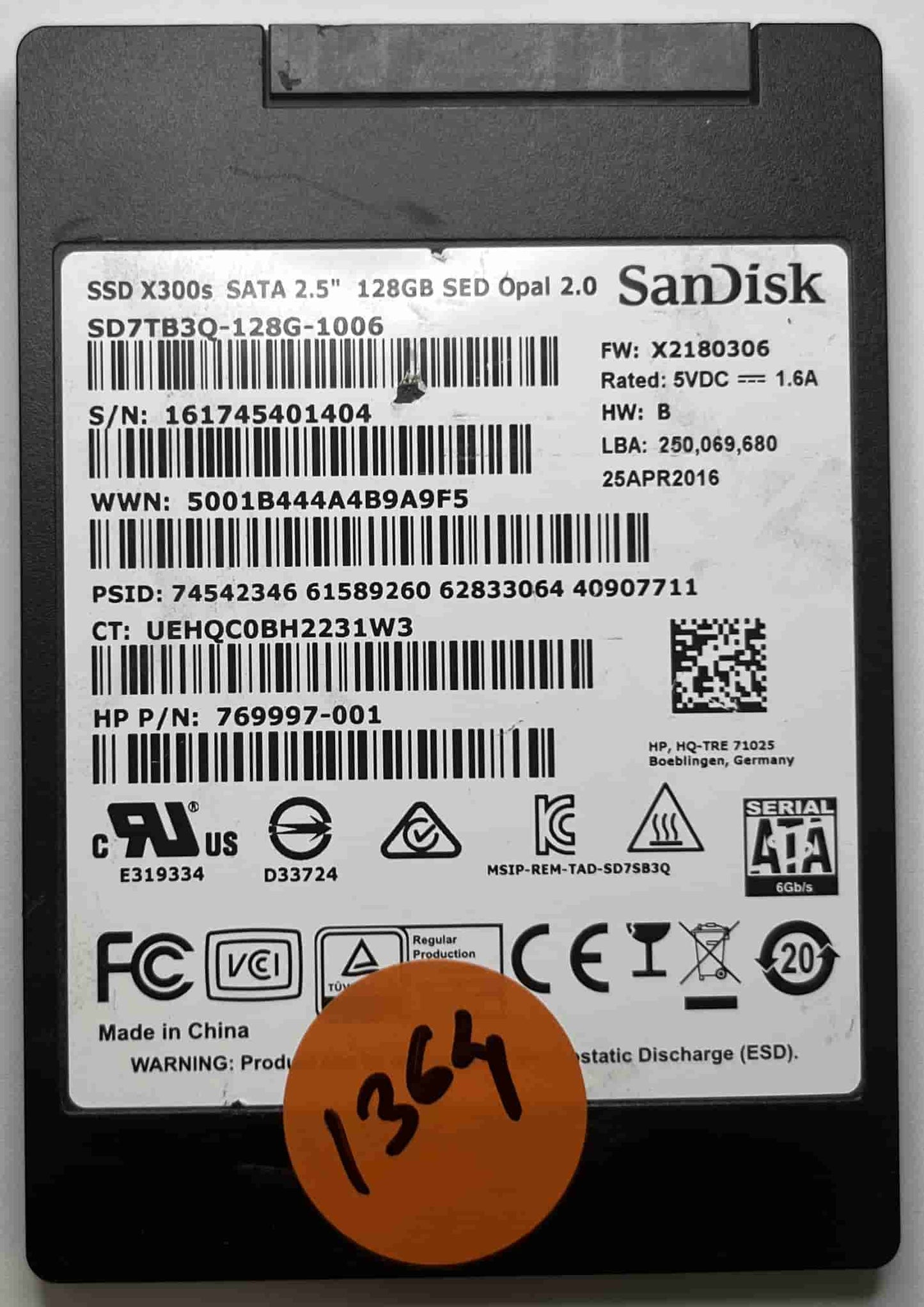 SANDISK SD7TB3Q-128G-1006 769997-001 (1364) SSD for Sale