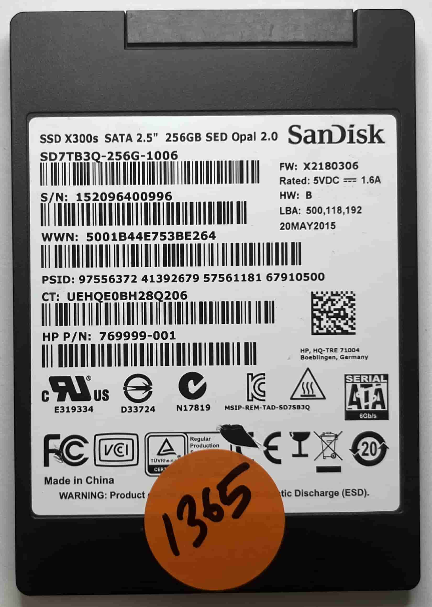 SANDISK SD7TB3Q-256G-1006 769999-001 (1365) SSD for Sale