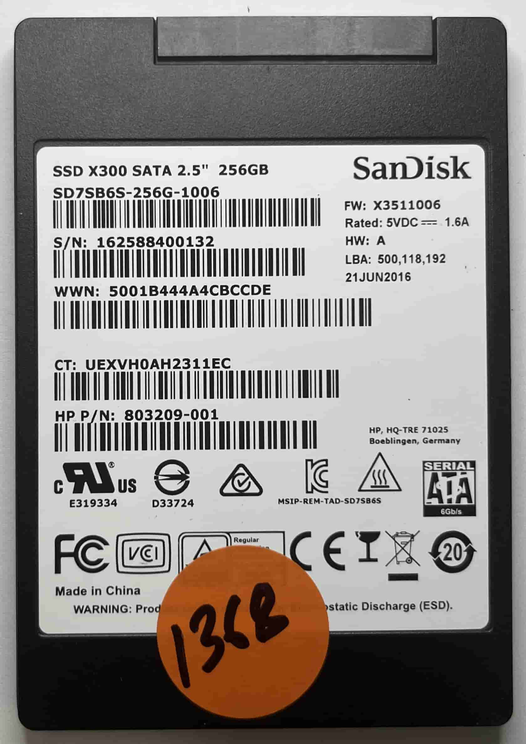 SANDISK SD7SB6S-256G-1006 803209-001 (1368) SSD for Sale