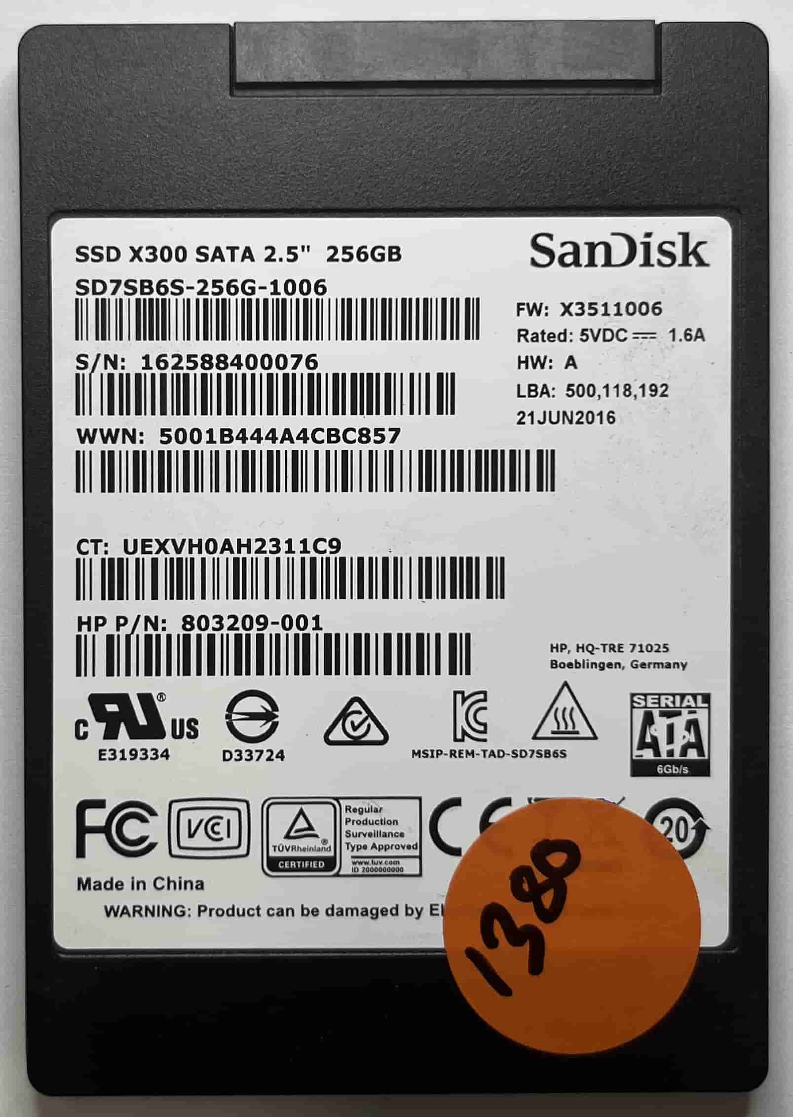 SANDISK SD7SB6S-256G-1006 803209-001 (1380) SSD for Sale