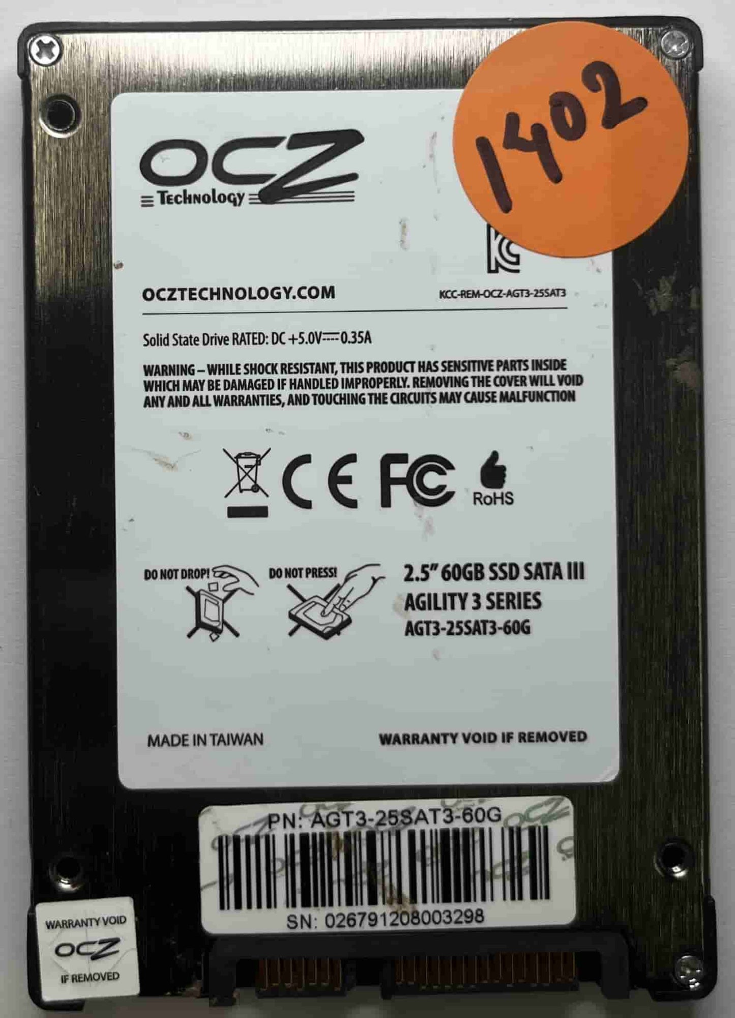 OCZ AGILITY3 60.0 GB AGT3-25SAT3-60G (1402) SSD for Sale