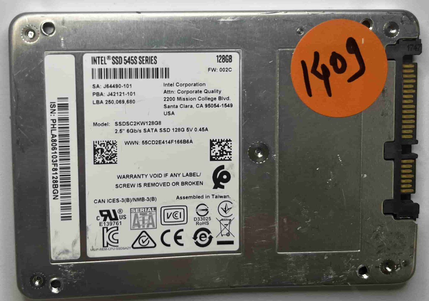 INTEL SSDSC2KW128G8 (1409) SSD for Sale