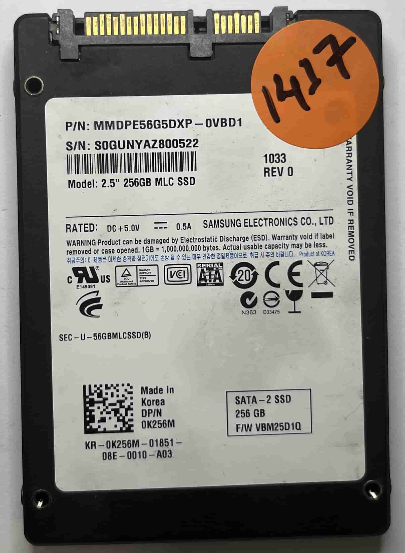 SAMSUNG SSD PM800 2.5" 256GB MMDPE56G5DXP (1417) SSD for Sale