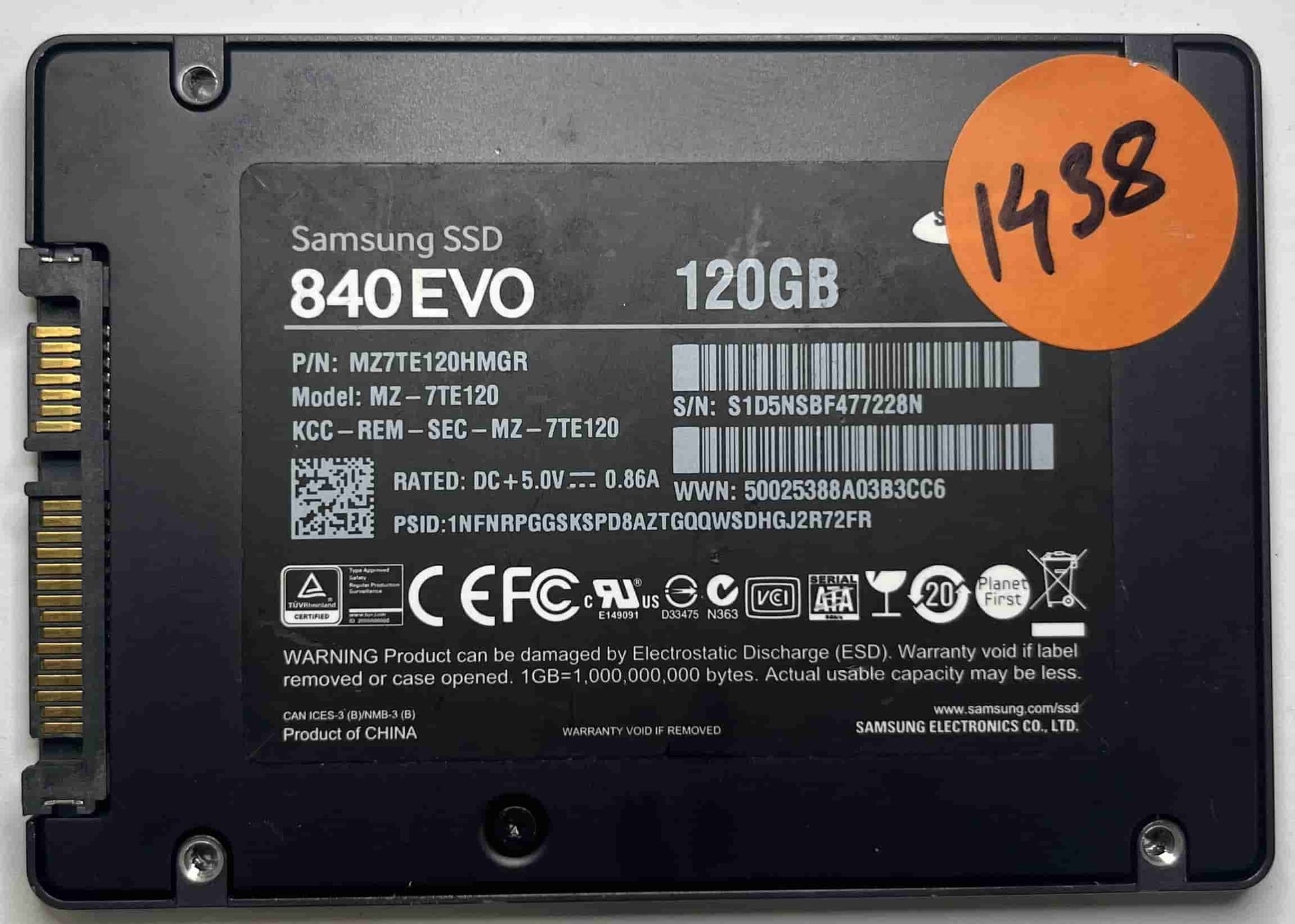 SAMSUNG MZ-7TE120 MZ7TE120HMGR (1438) SSD for Sale