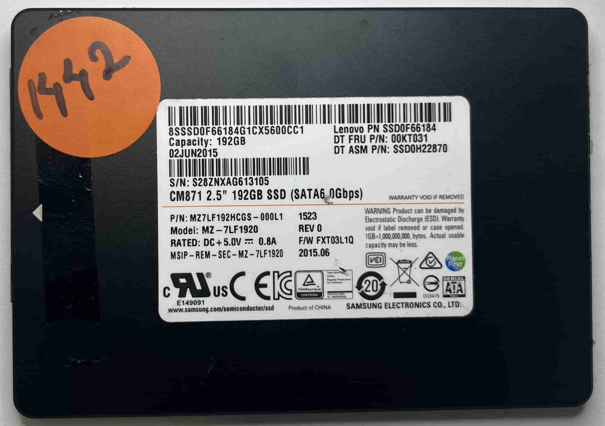 SAMSUNG MZ7LF192HCGS-000L1 (1442) SSD for Sale