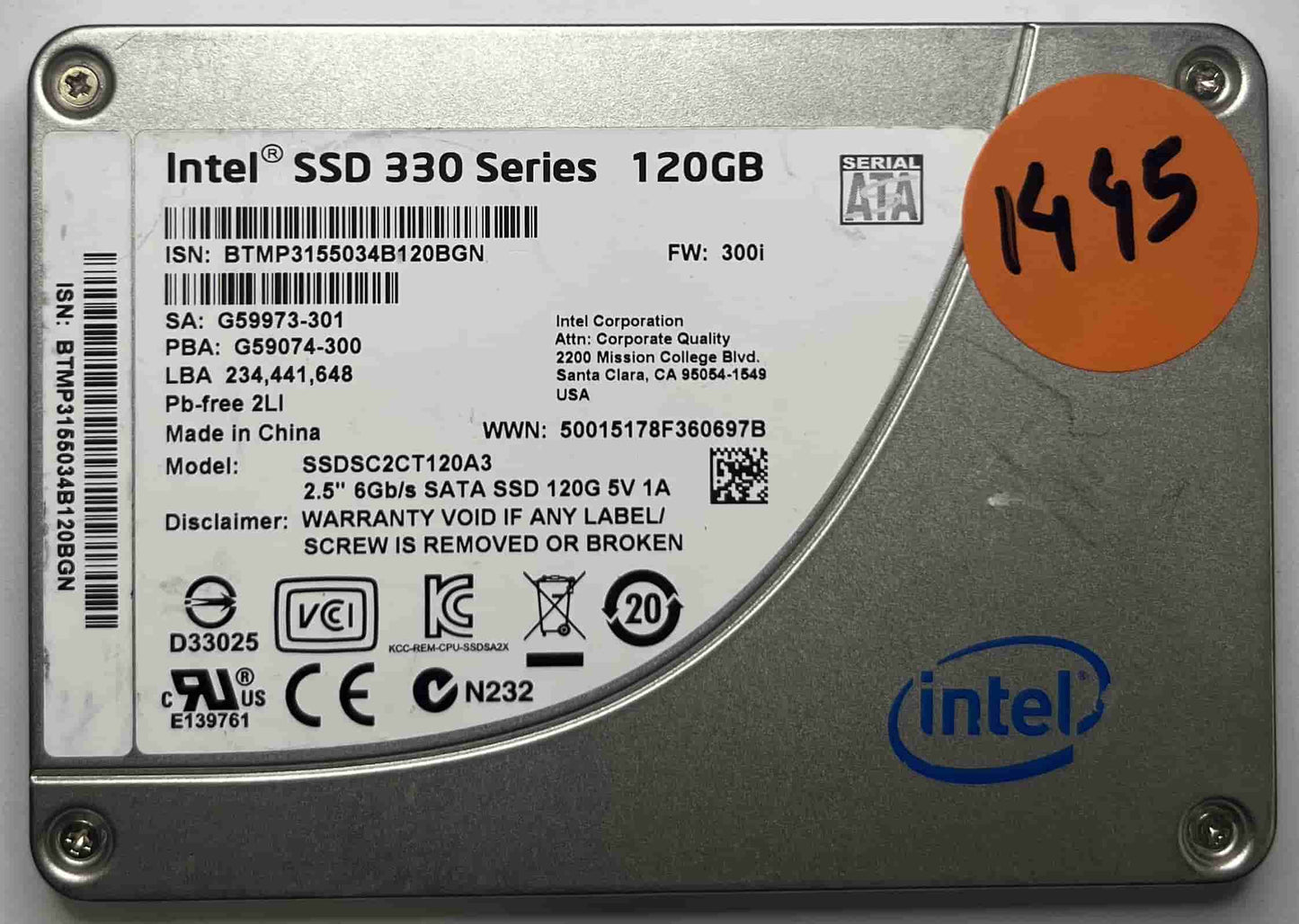 INTEL SSDSC2CT120A3 (1445) SSD for Sale