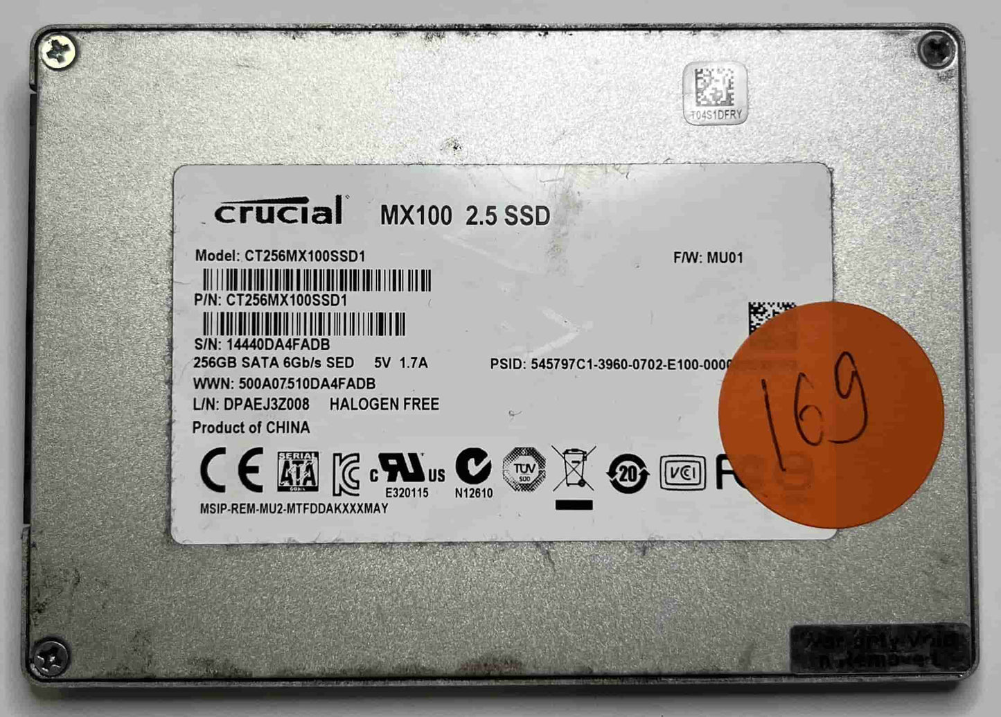 CRUCIAL CT256MX100SSD1 CT256MX100SSD1 (169) SSD for Sale