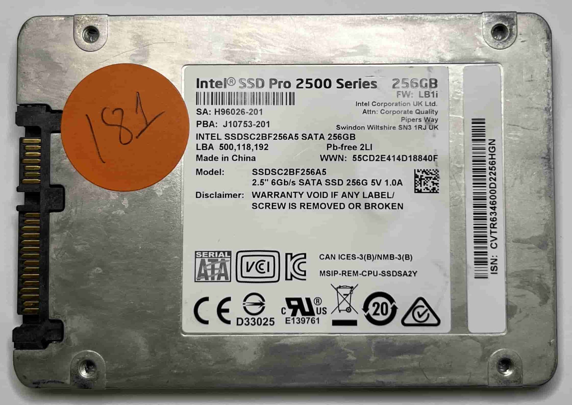 INTEL SSDSC2BF256A5 (181) SSD for Sale