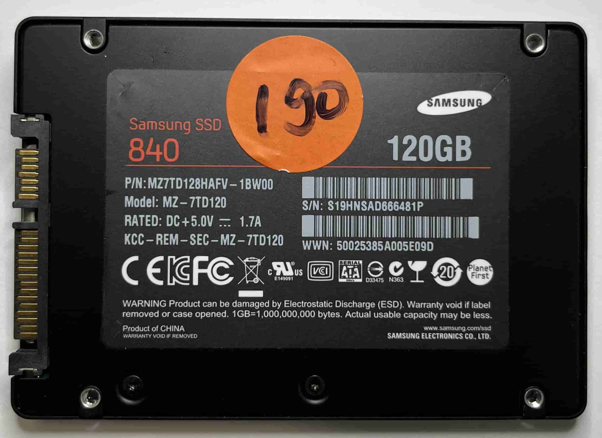 SAMSUNG MZ-7TD120 MZ7TD128HAFV (190) SSD for Sale