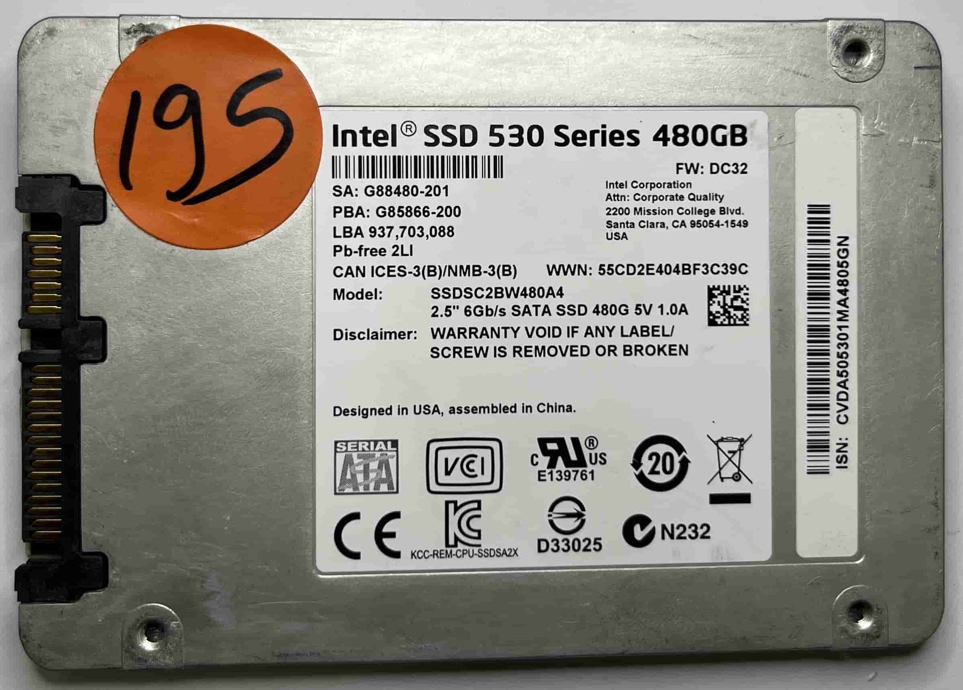 INTEL SSDSC2BW480A4 (195) SSD for Sale