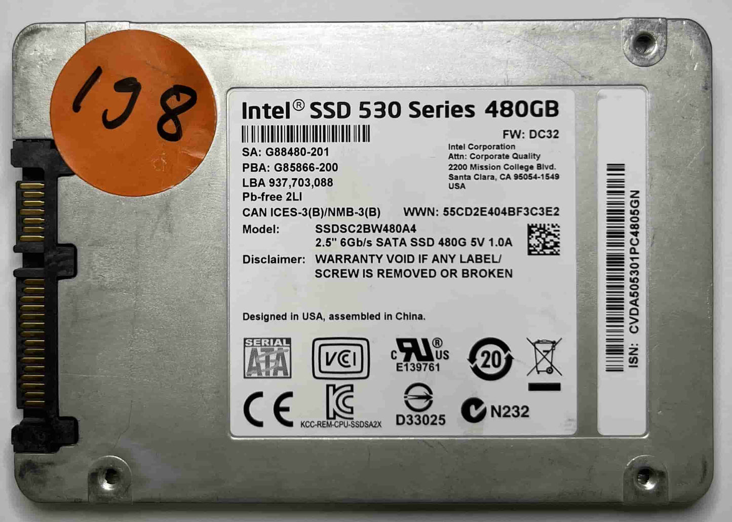 INTEL SSDSC2BW480A4 (198) SSD for Sale