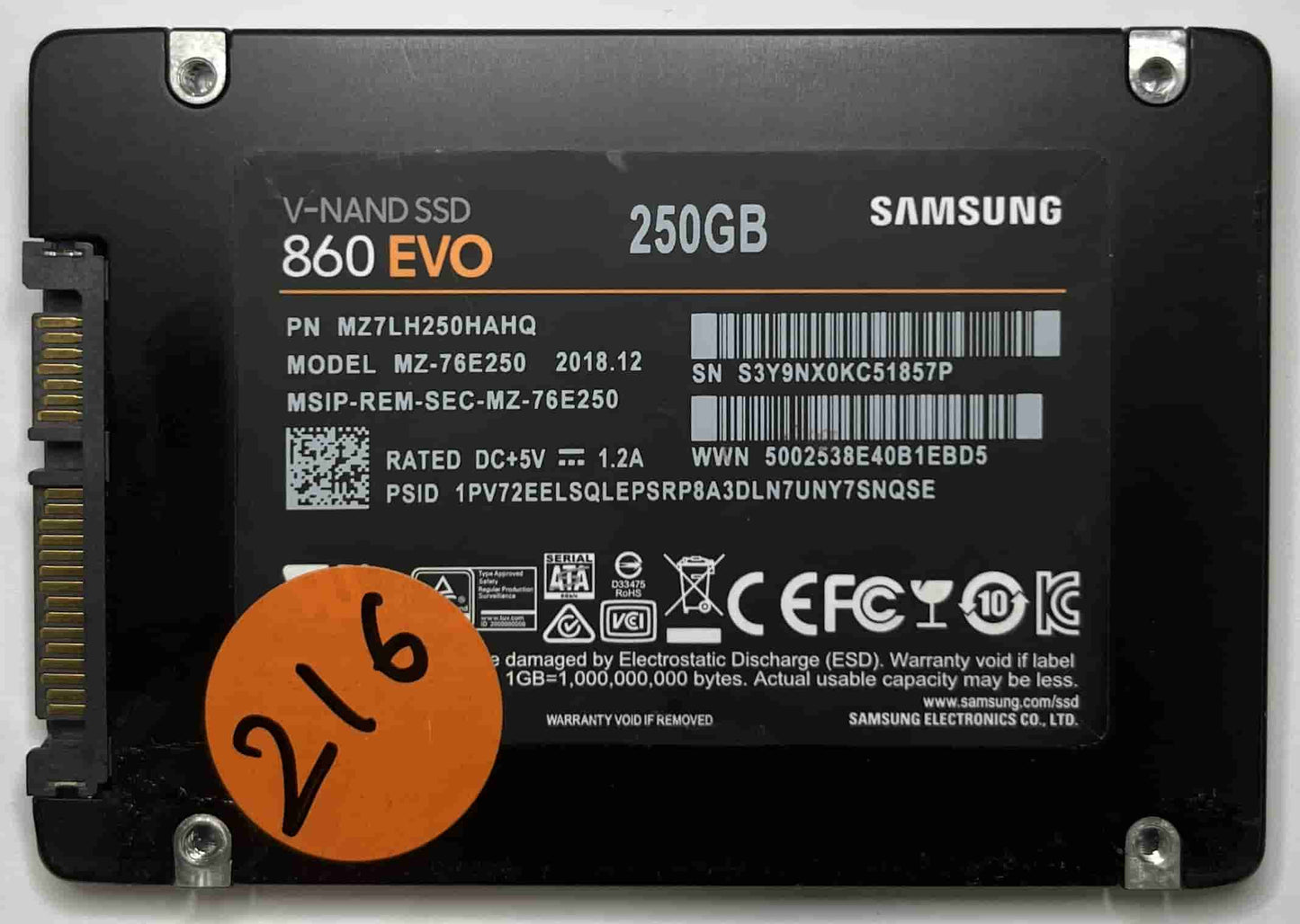 SAMSUNG MZ76E250 MZ7LH250HAHQ (216) SSD for Sale