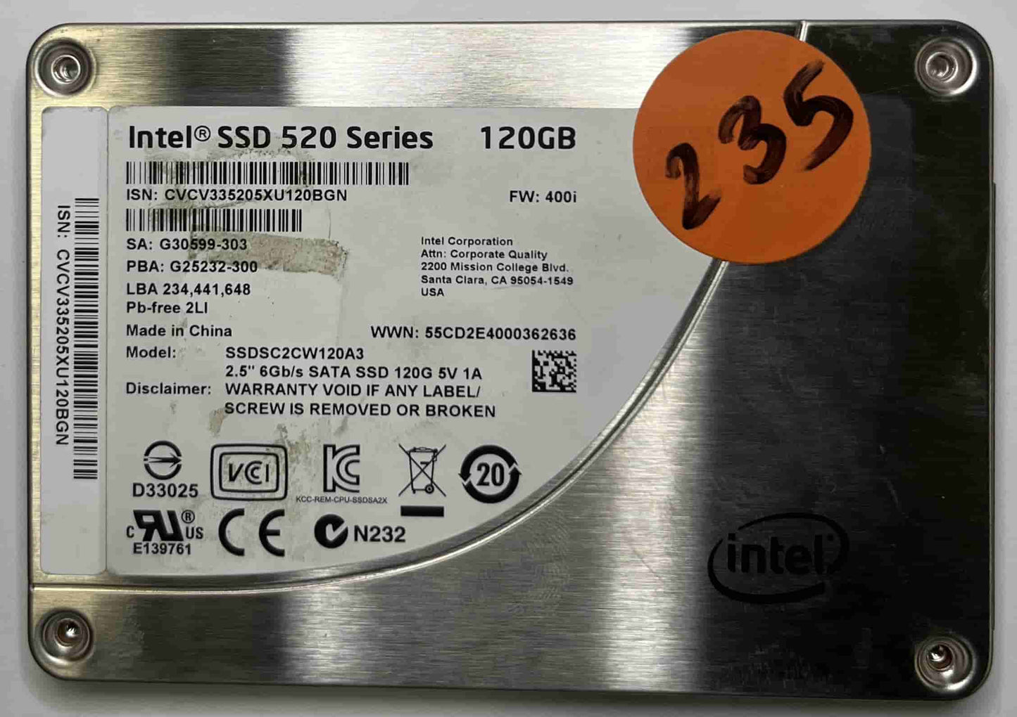 INTEL SSDSC2CW120A3 (235) SSD for Sale
