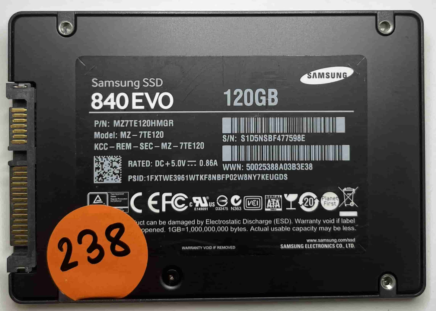 SAMSUNG MZ-7TE120 MZ7TE120HMGR (238) SSD for Sale