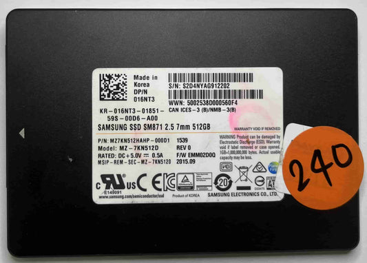 SAMSUNG MZ-7KN512D MZ7KN512HAHP (240) SSD for Sale