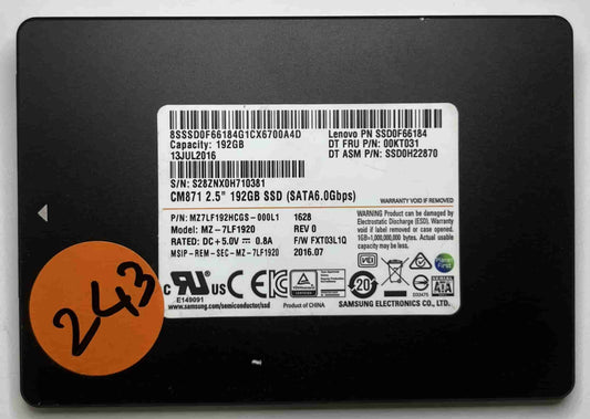 SAMSUNG MZ7LF1920 MZ7LF192HCGS (243) SSD for Sale