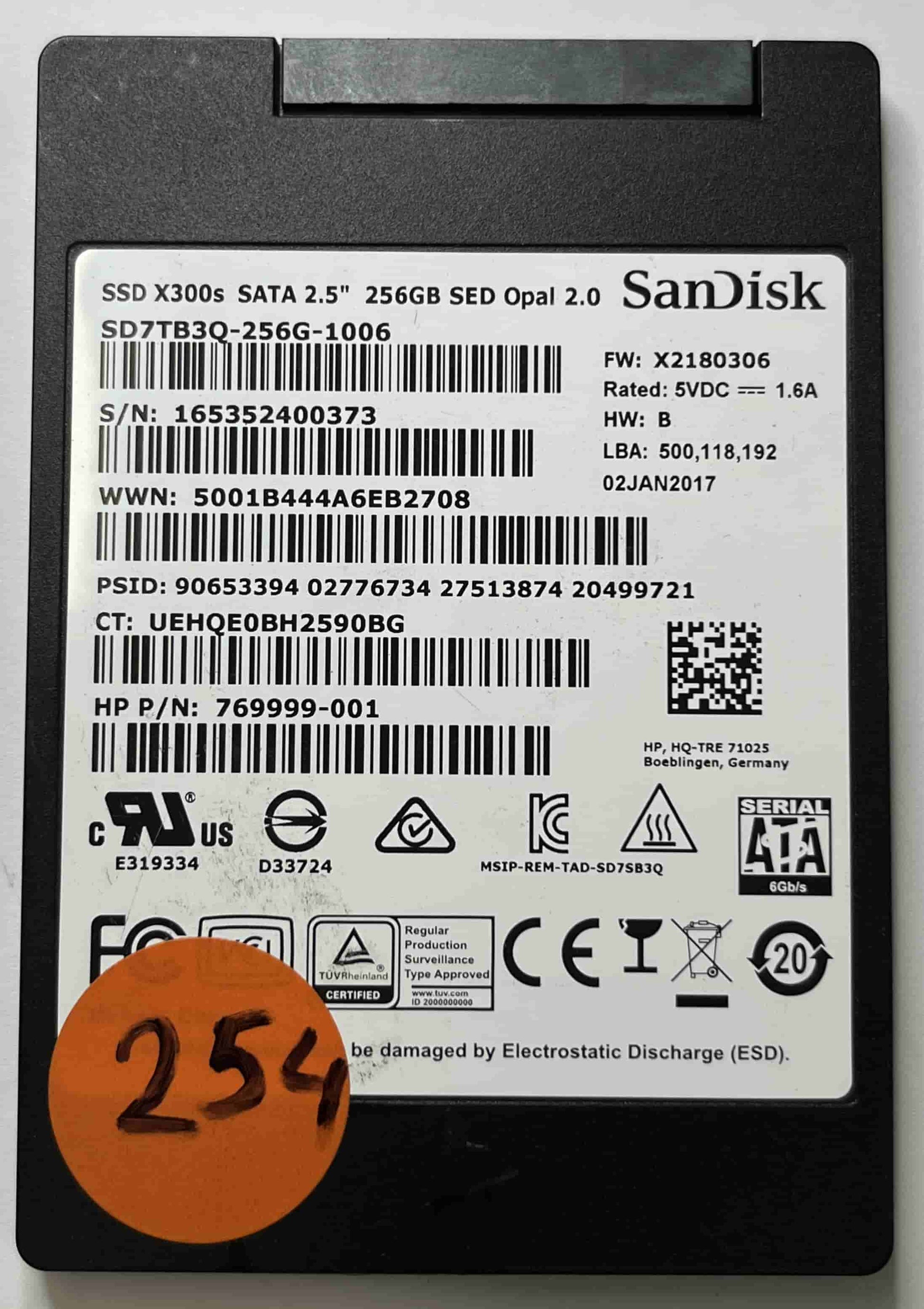 SANDISK SD7TB3Q-256G-1006 769999-001 (254) SSD for Sale