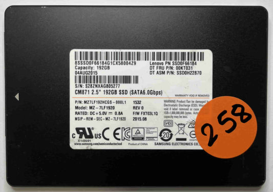 SAMSUNG MZ7LF1920 MZ7LF192HCGS (258) SSD for Sale
