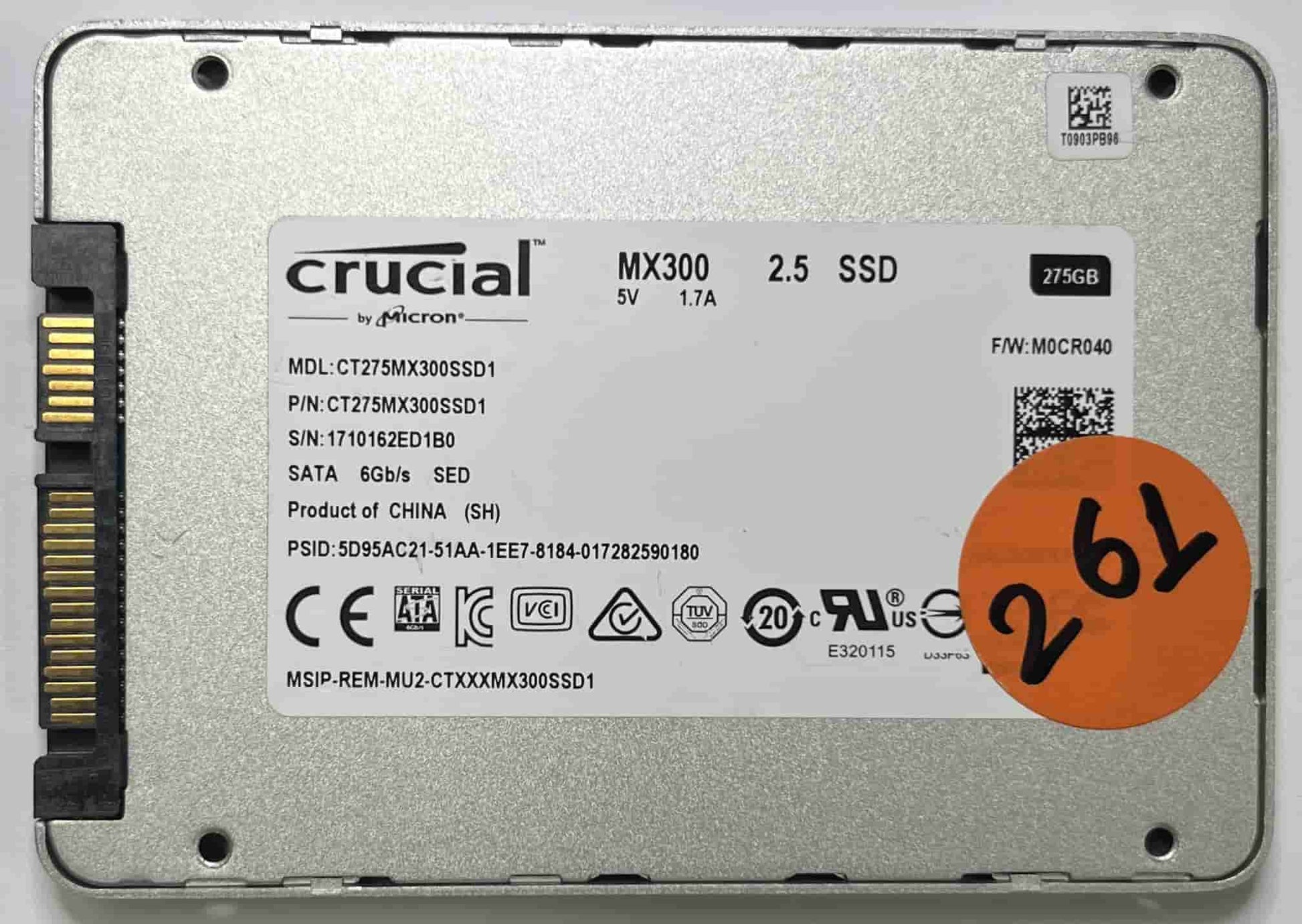 CRUCIAL CT275MX300SSD1 CT275MX300SSD1 (261) SSD for Sale