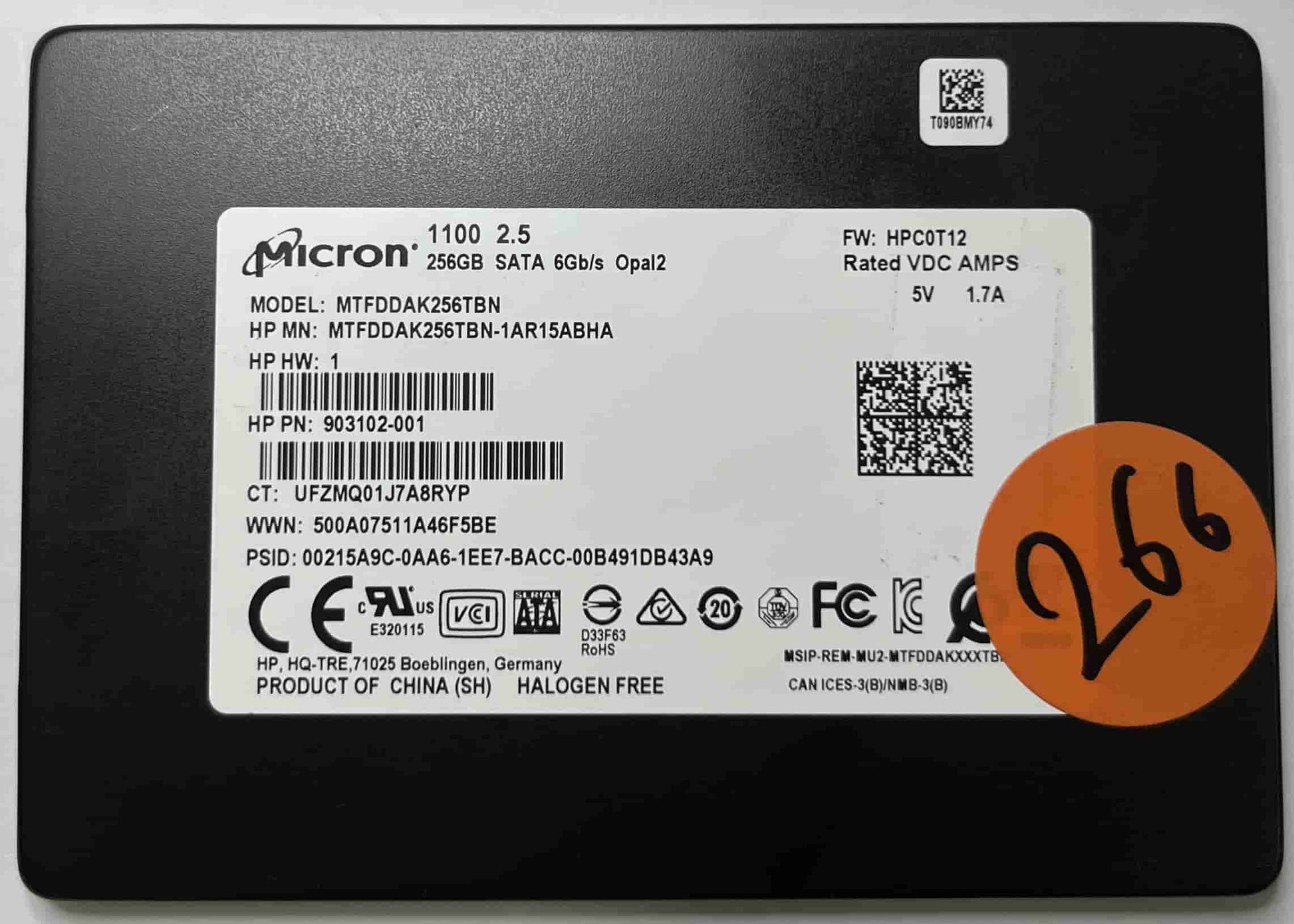 MICRON MTFDDAK256TBN 903102-001 (266) SSD for Sale