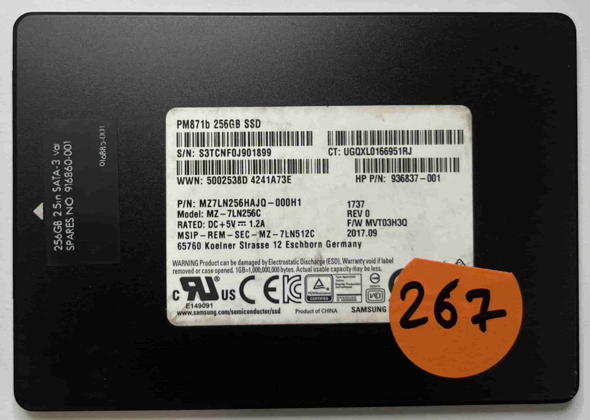 SAMSUNG MZ7LN256C MZ7LN256HAJQ (267) SSD for Sale