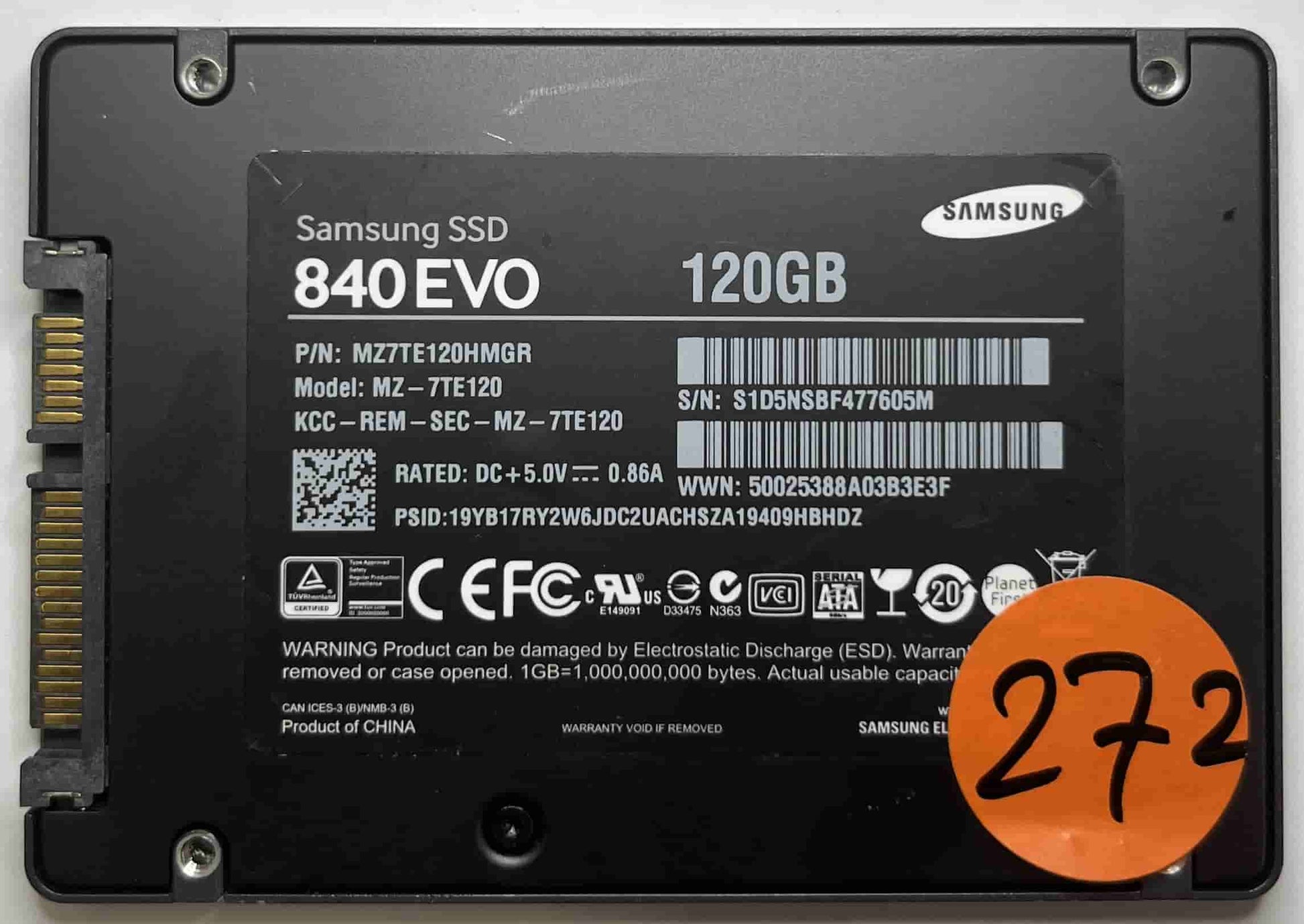 SAMSUNG MZ7TE120 MZ7TE120HMGR (272) SSD for Sale