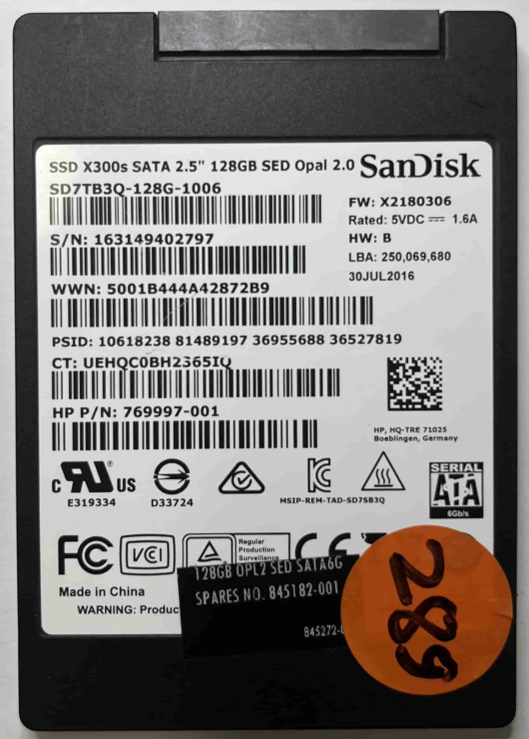 SANDISK SD7TB3Q-128G-1006 769997-001 (289) SSD for Sale