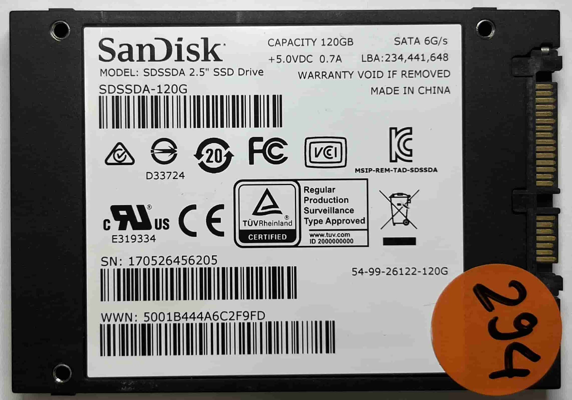 SANDISK SDSSDA120G (294) SSD for Sale