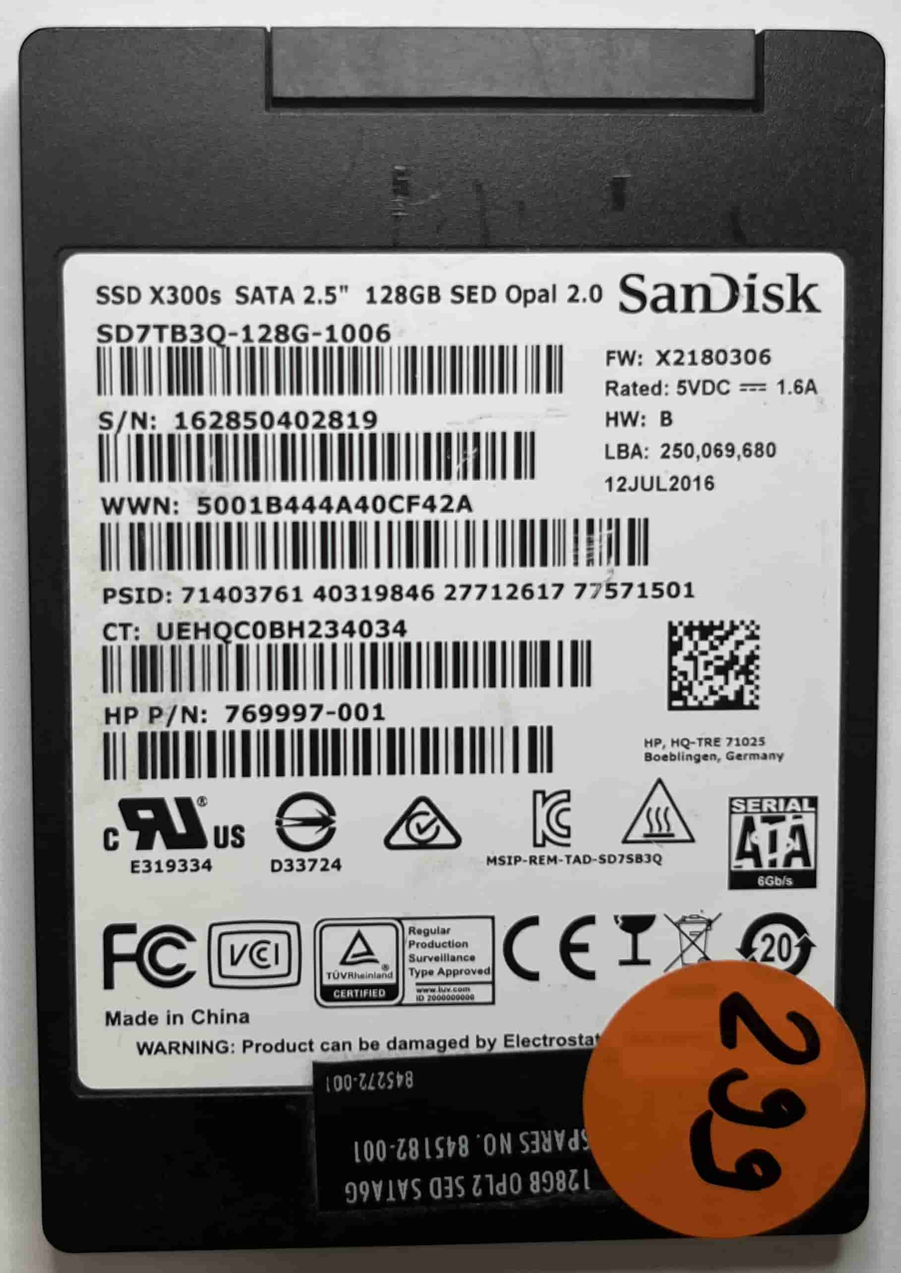 SANDISK SD7TB3Q-128G-1006 769997-001 (299) SSD for Sale