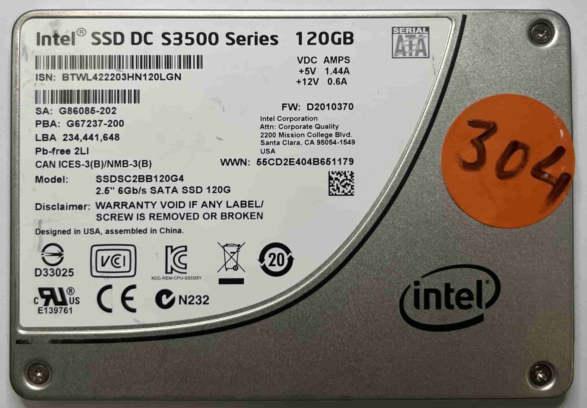 INTEL SSDSC2BB120G4 (304) SSD for Sale