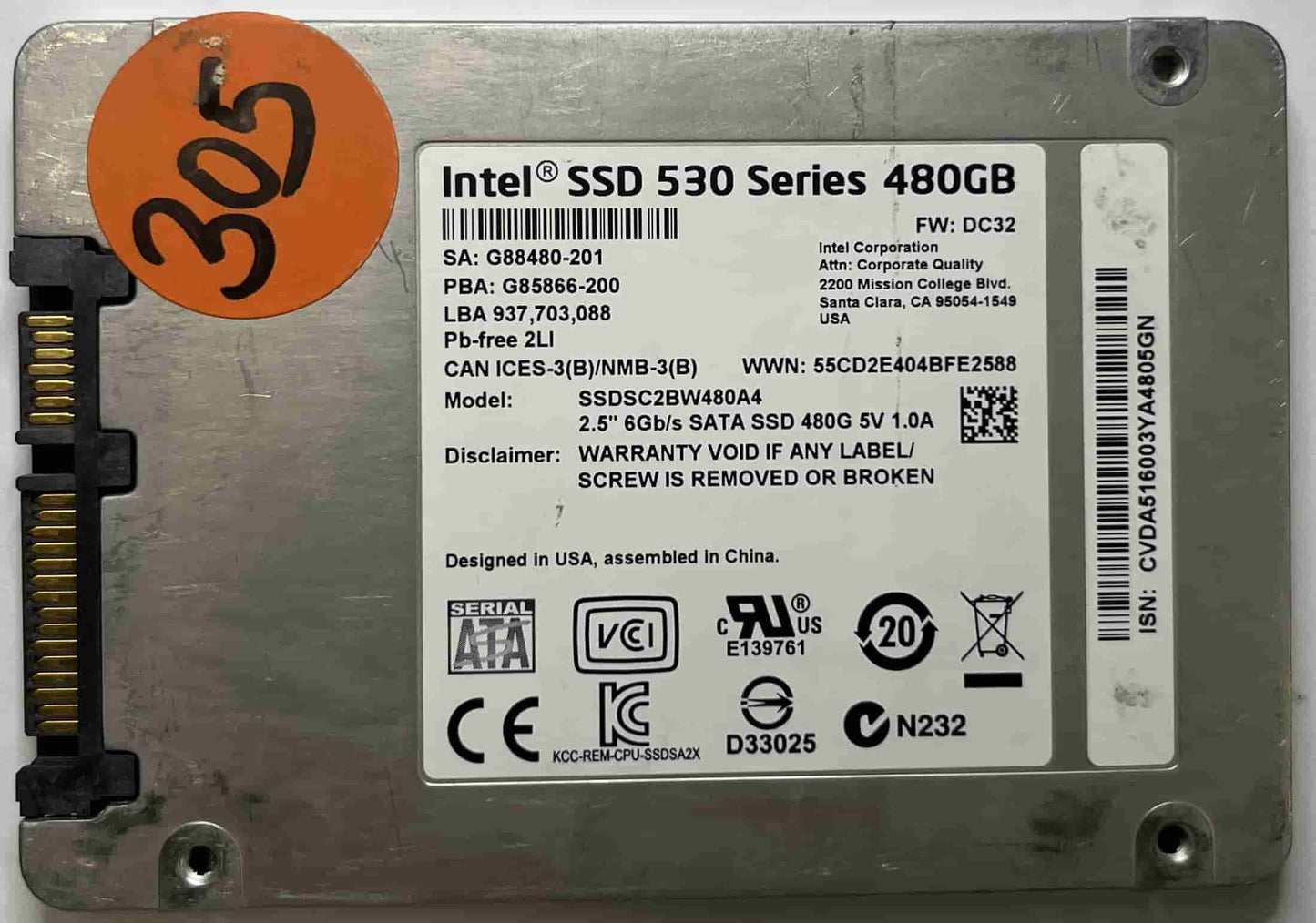 INTEL SSDSC2BW480A4 (305) SSD for Sale