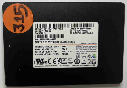 SAMSUNG MZ7LF192HCGS MZ7LF1920 (315) SSD for Sale