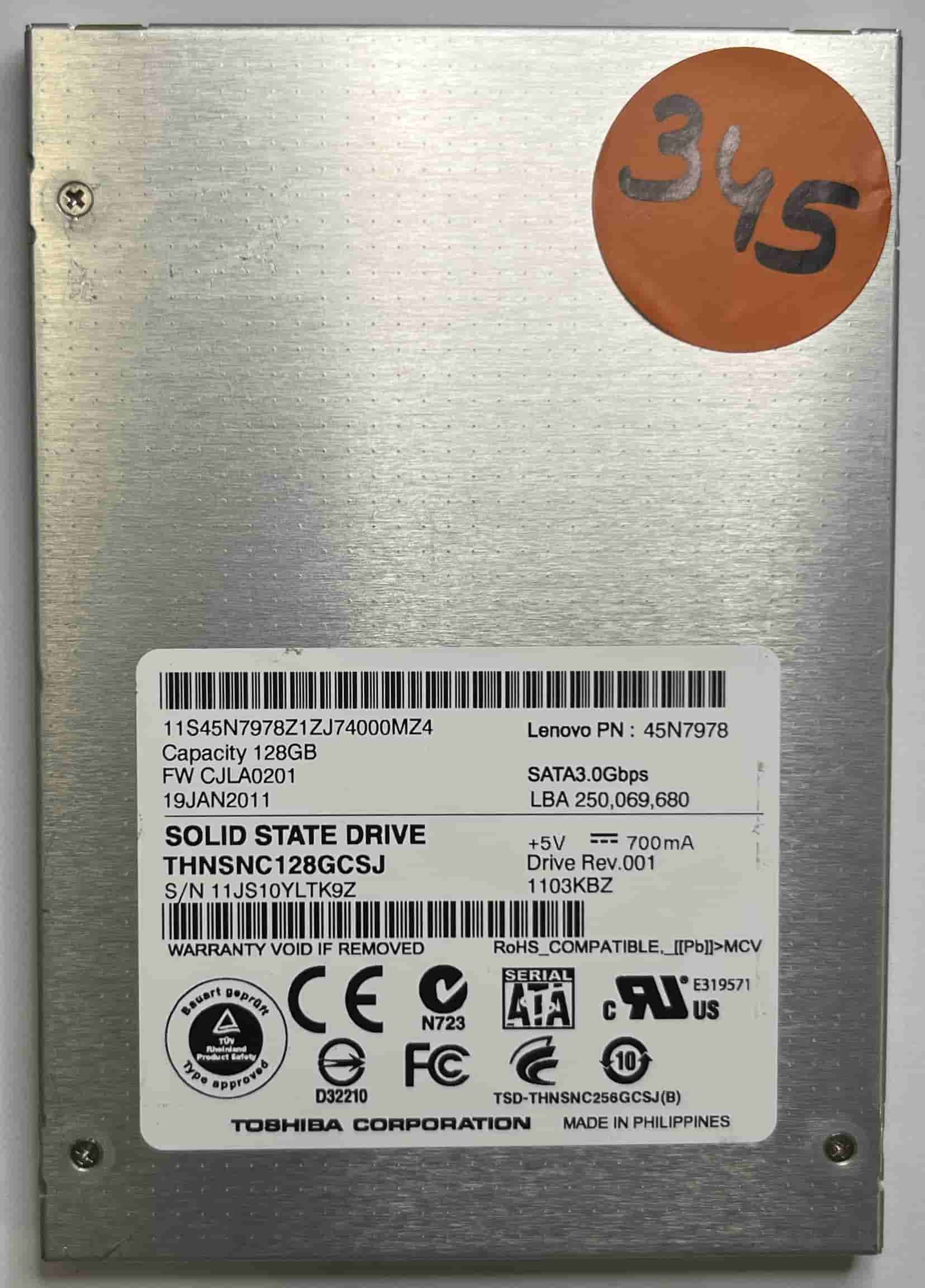 TOSHIBA THNSNC128GCSJ (345) SSD for Sale