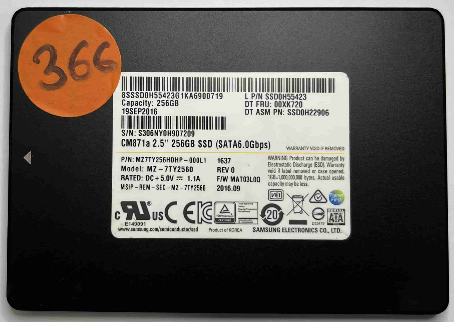 SAMSUNG MZ7TY2560 MZ7TY256HDHP (366) SSD for Sale