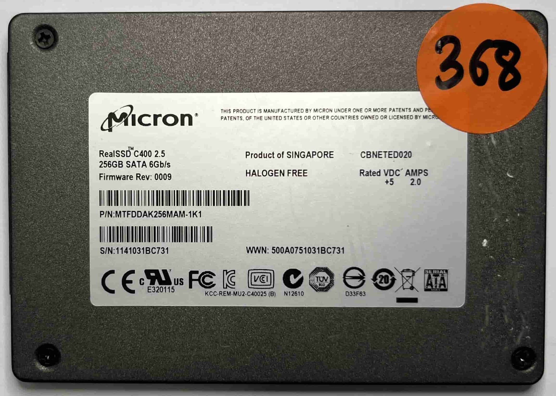 MICRON MTFDDAK256MAM MTFDDAK256MAM (368) SSD for Sale