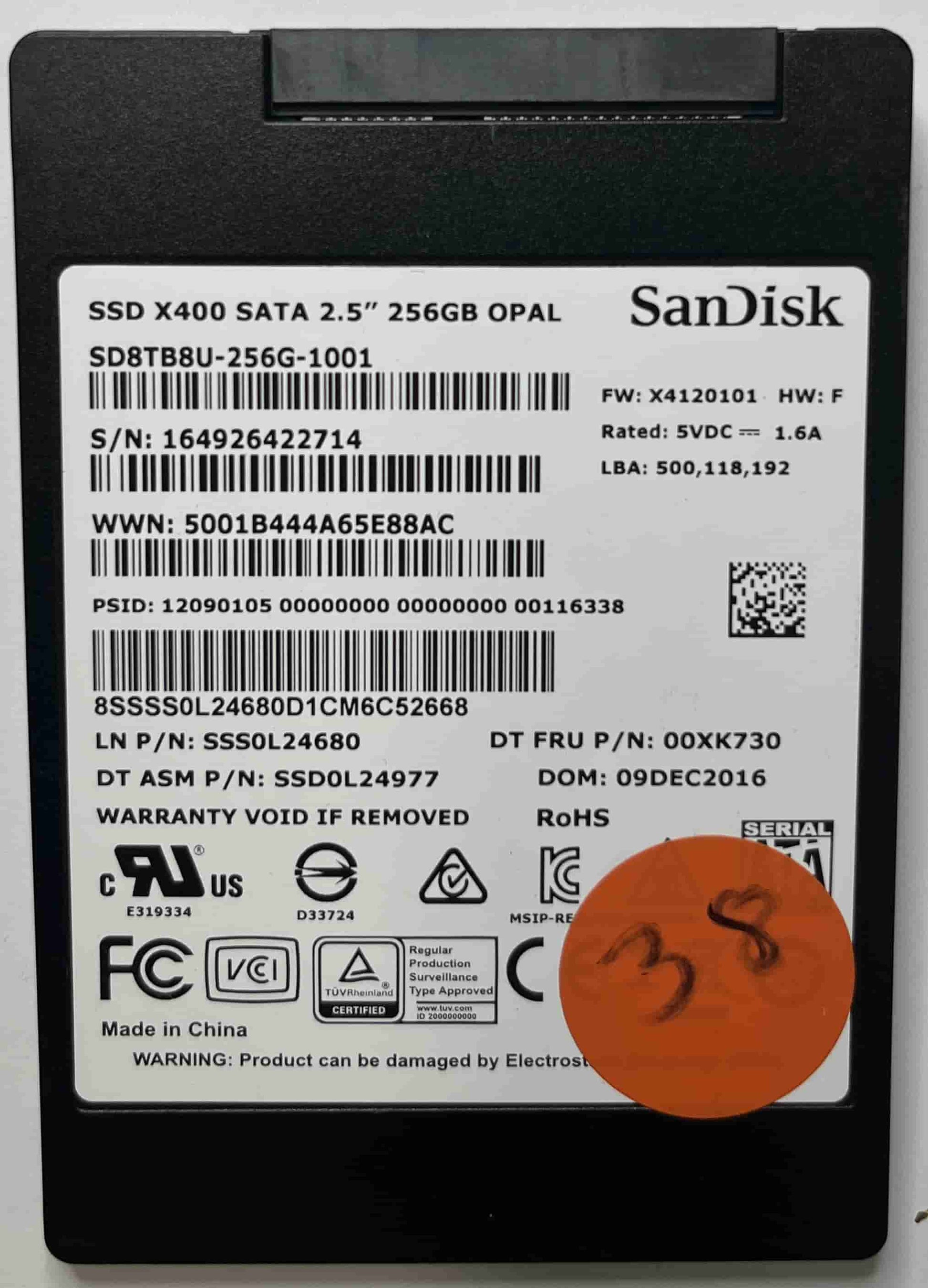 SANDISK SD8TB8U256G1001 SSS0L24680 (38) SSD for Sale