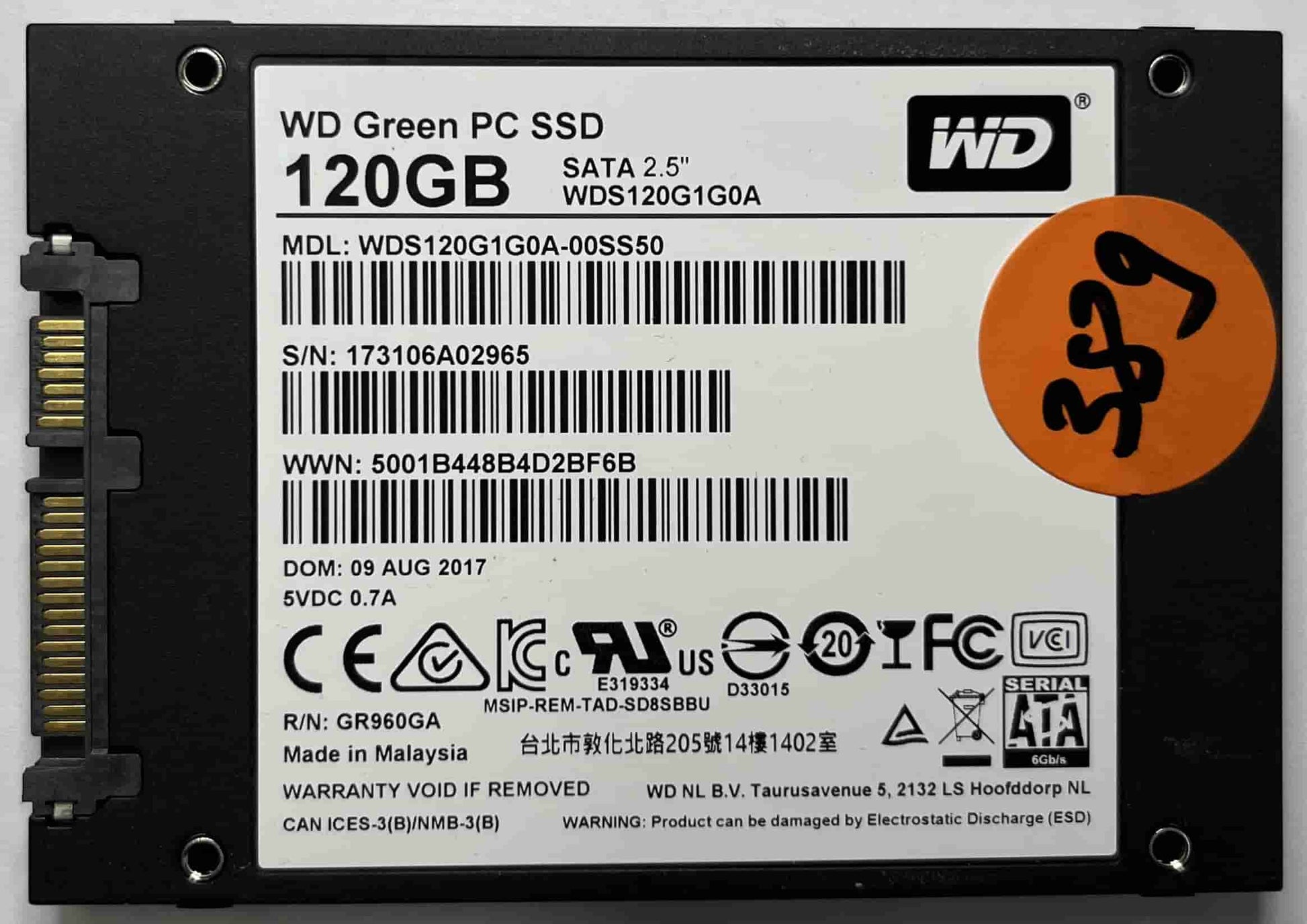 WD GREEN WDS120G1G0A-00SS50 (389) SSD for Sale