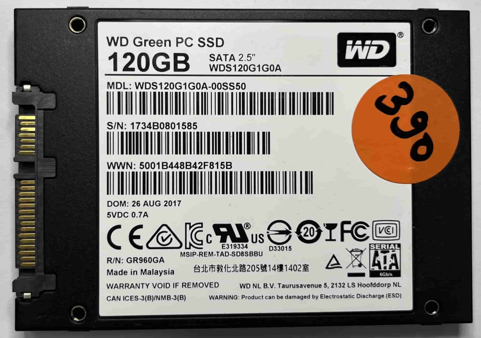 WD GREEN WDS120G1G0A-00SS50 (390) SSD for Sale