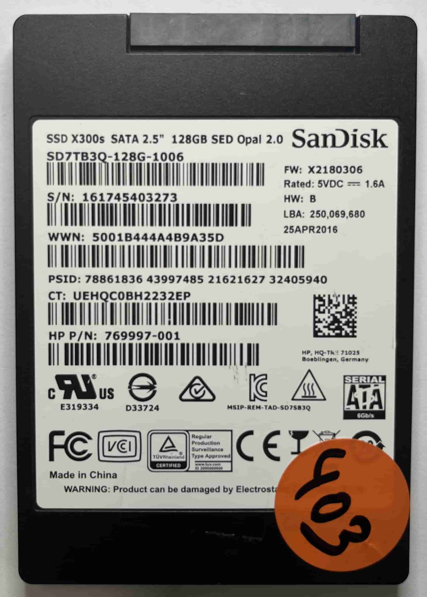 SANDISK SD7TB3Q-128G-1006 769997-001 (403) SSD for Sale