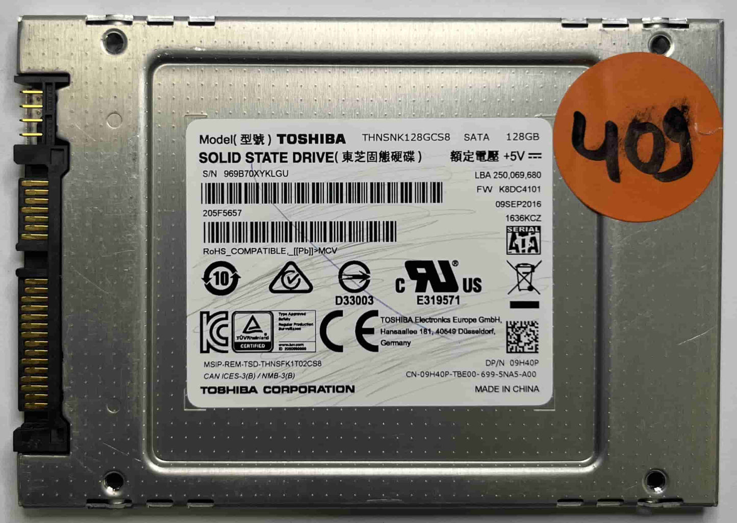 TOSHIBA THNSNK128GCS8 (409) SSD for Sale