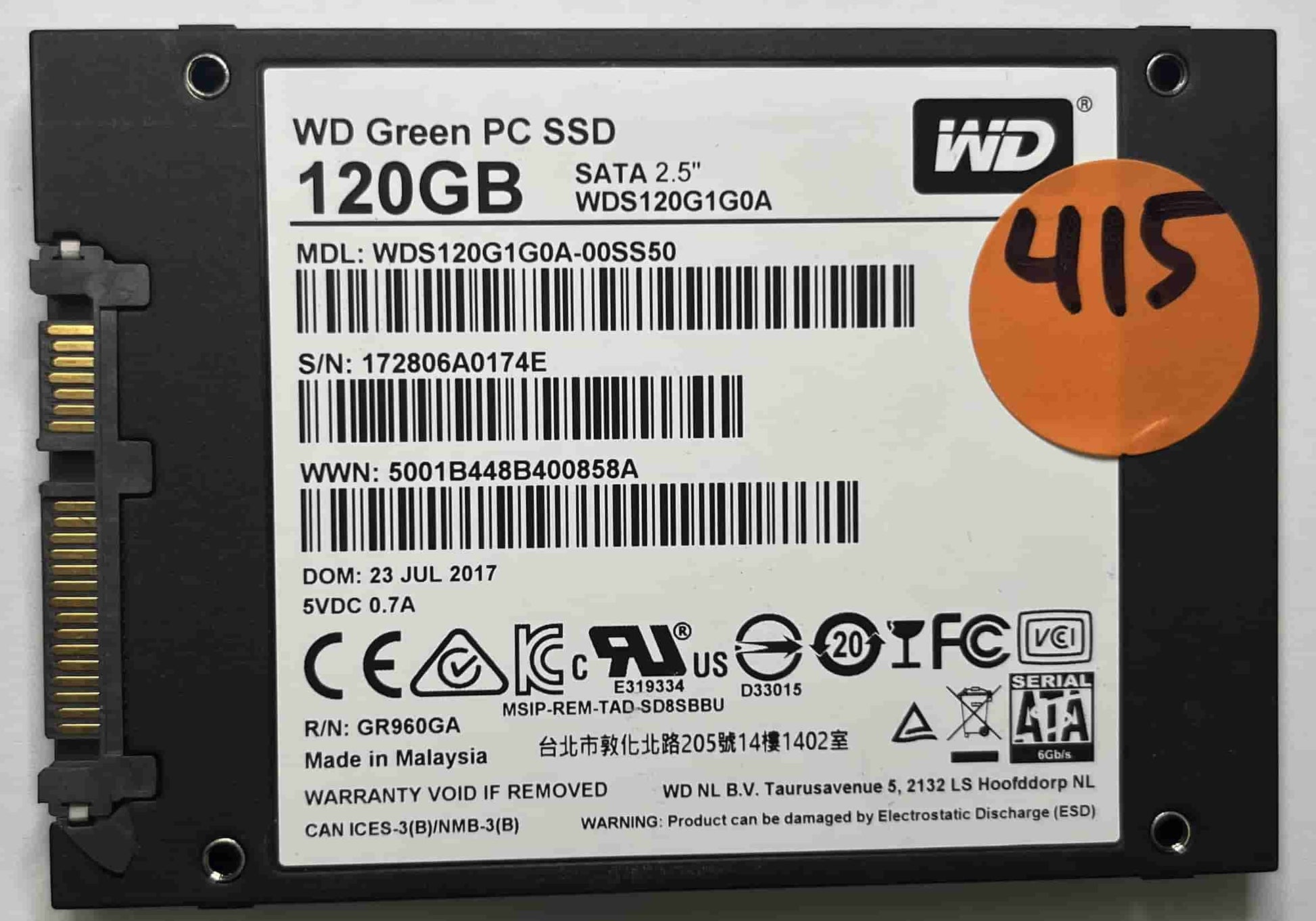 WD GREEN WDS120G1G0A-00SS50 (415) SSD for Sale