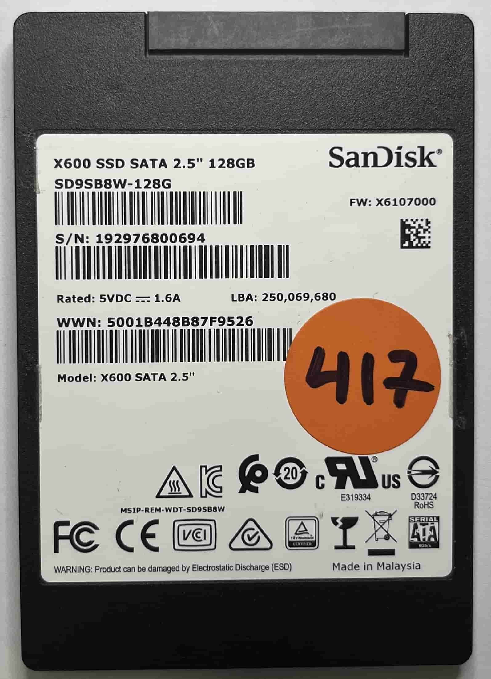 SANDISK SD9SB8W128G (417) SSD for Sale